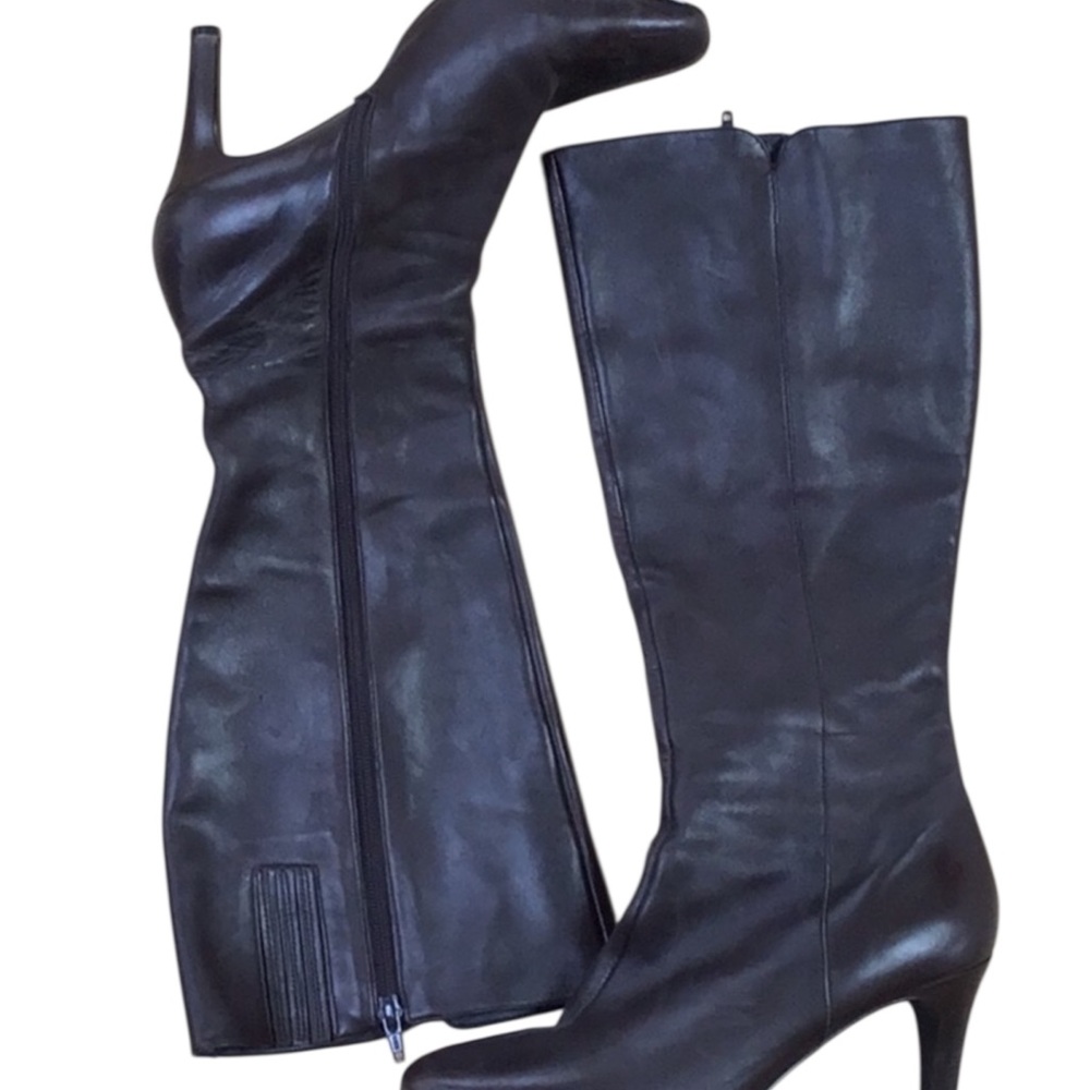 Antonio Melani Made In Brazil Tracey Brown Leather Square Toe High Heel‎ Boots
